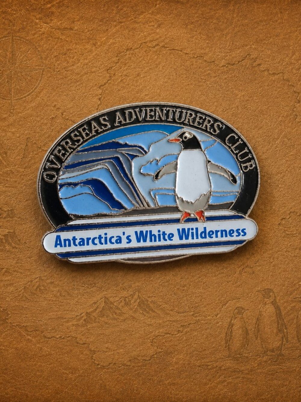 Antarctica White Wilderness Overseas Adventure Travel Vintage Lapel Pin Badge
